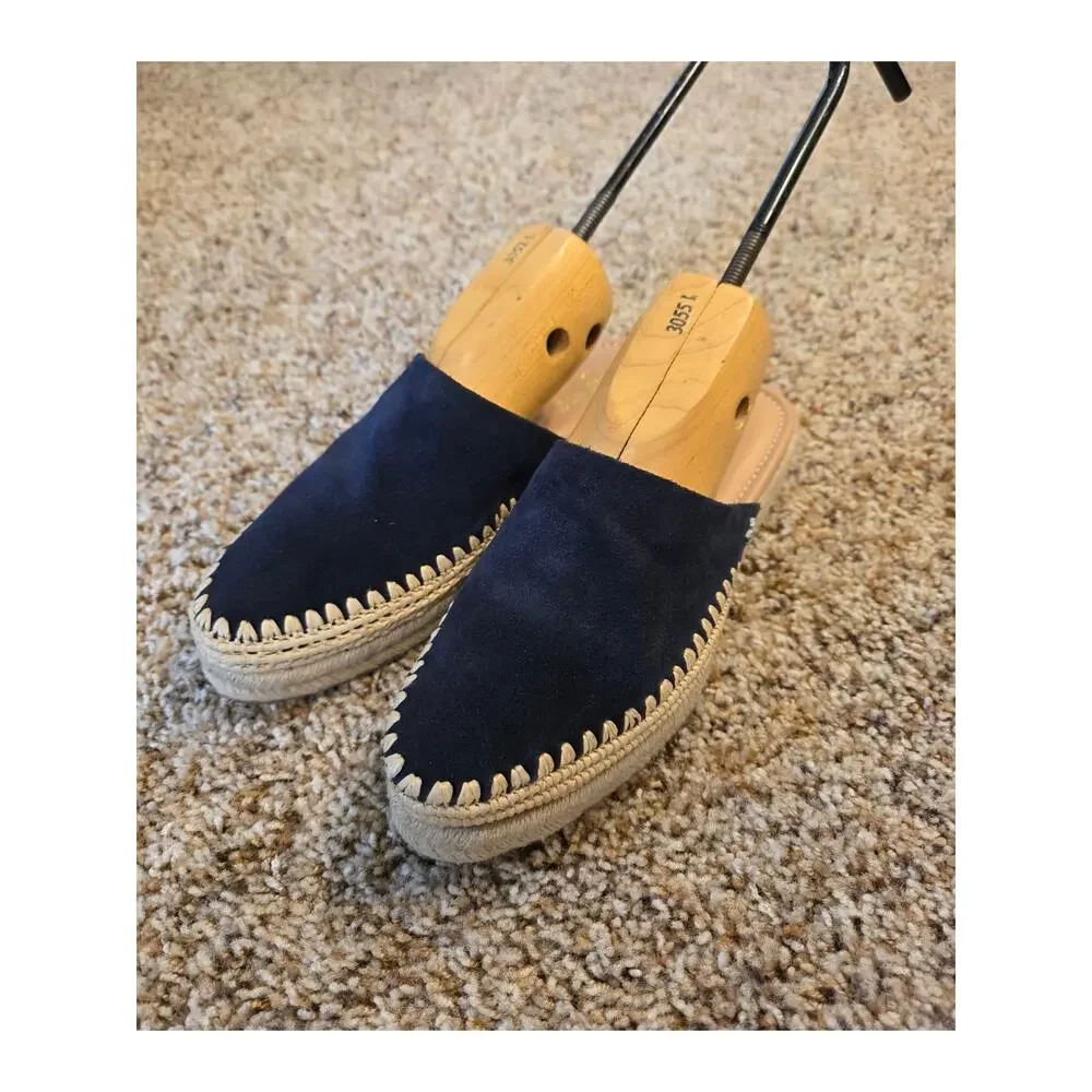 Sam Edelman Austin Navy Blue Suede Espadrille Mules Slides Sandals 9.5